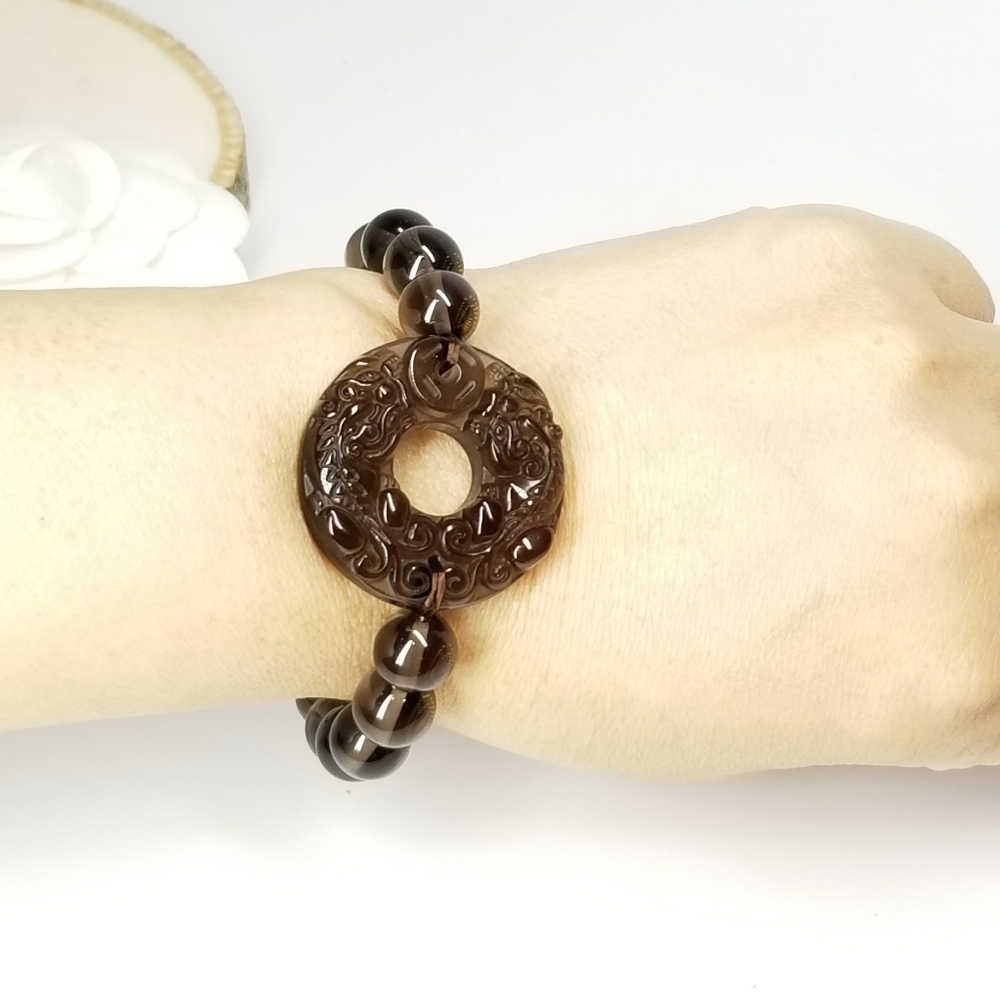 Natural Obsidian Gemstone Bracelet NEW - Picture 5 of 8